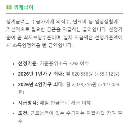 기초생활수급자 혜택 알리미